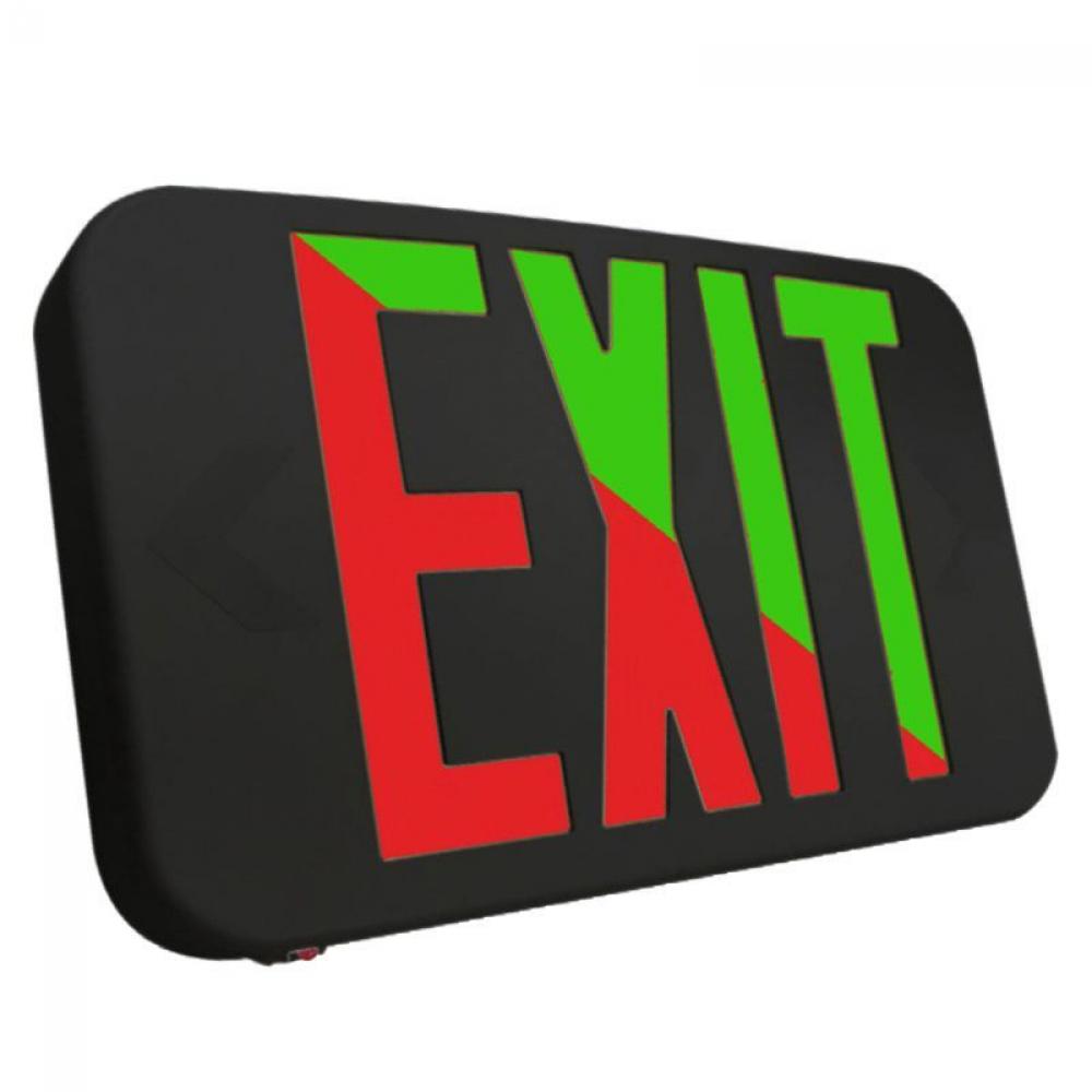 COMPACT MODERN UNIV. EXIT SIGN BI-COLOR RED/GRN, DEFAULT TO RED, 120/277V, BLACK
