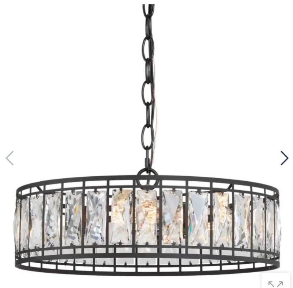 Isaac 3-Light Chandelier Black w/ Crystal