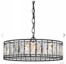 LNC Home HA04111 - Isaac 3-Light Chandelier Black w/ Crystal