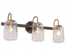 LNC Home A05090W3 - Vanity Erharting 3-Light Brushed Black and Brass w/ Clear Water Glass