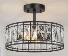 LNC Home HA04128 - CRYSTAL SEMI-FLUSH BLACK