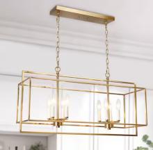 LNC Home LJ6ZYR3840BF8C - Rheia 8 Light Linear Chandelier Brass Finish