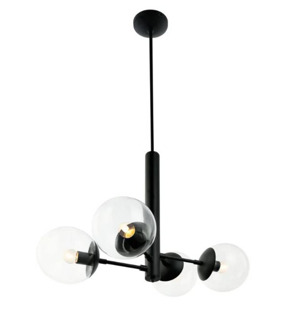 Mid-Century 4-Lt Chandelier - Black