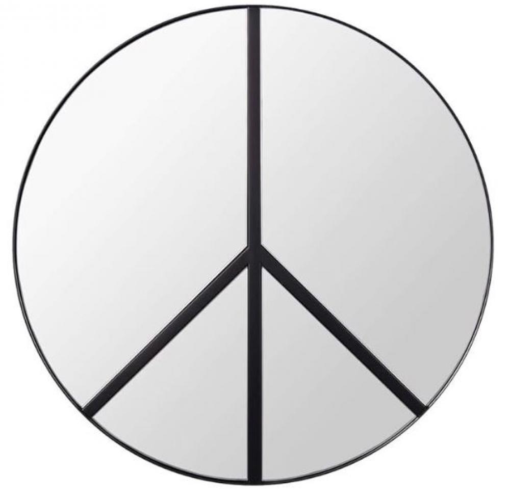 Paz 30-in Round Peace Sign Accent Mirror in Black