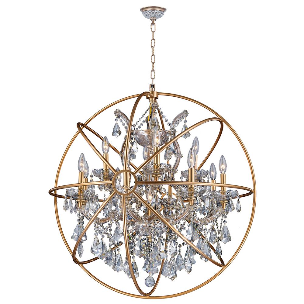 Armillary 13-Light Matte Gold Finish and Clear Crystal Foucault's Orb  Chandelier 33 in. Dia x 35 : W83191MG33-CL | Light Buys