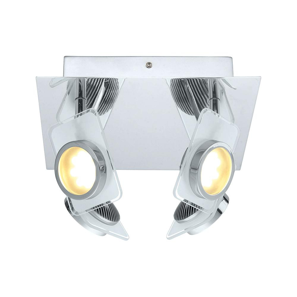 4 LT Integrated LED Track Light w/ Chrome Finish & Chrome w/ Clear Glass Adjustable Lamp Heads