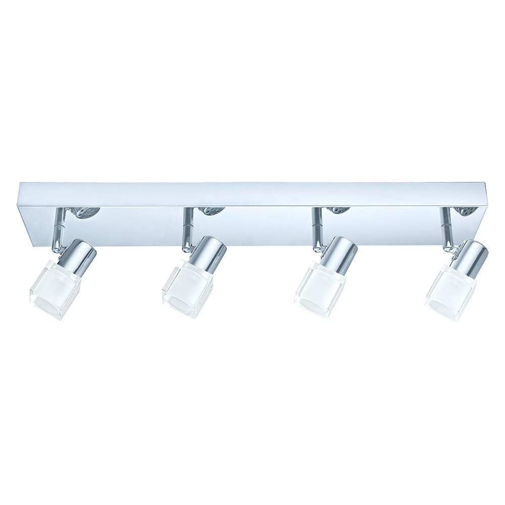 4 LT LED Fixed Track Light w/Chrome Finish & Satin Glass Surounded By Clear Glass Lamp Heads