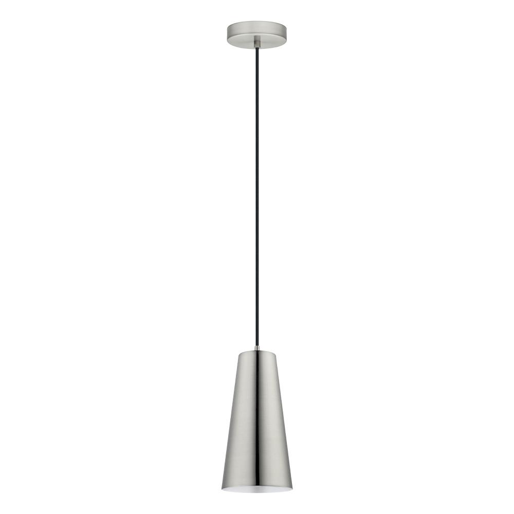 1 LT Mini Pendant w/ Matte Nickel Finish & Matte Nickel Metal Cone Shaped Shade
