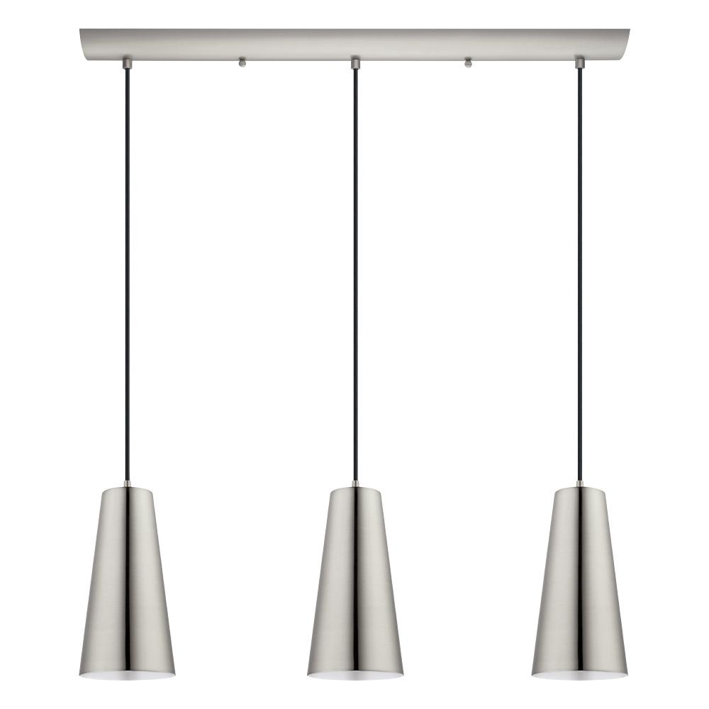 3 LT Linear Pendant w/ Matte Nickel Finish & Matte Nickel Cone Shaped Metal Shades