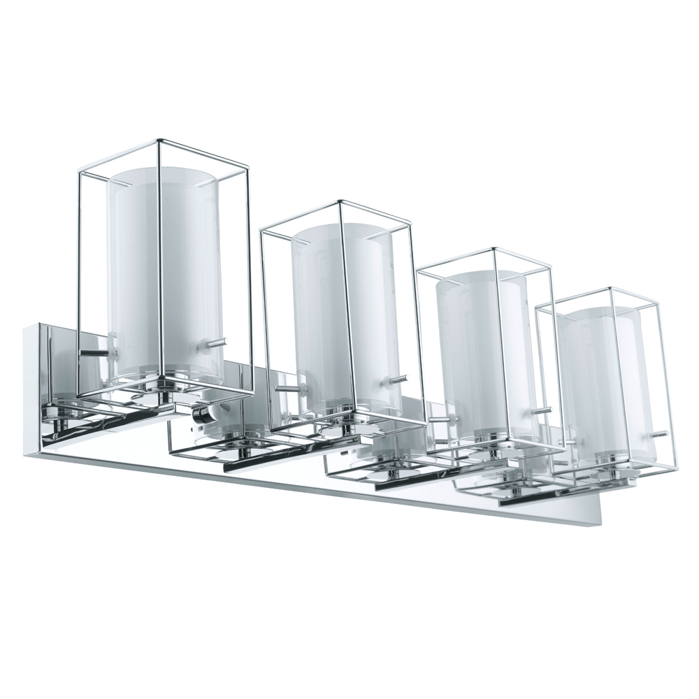 4 LT Bath/Vanity Light w/ Chrome Finish & Clear & White Glass Shades