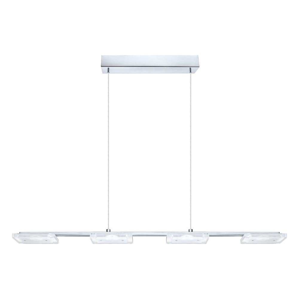 4 LT LED Linear Pendant w/ Chrome Finish & Satin & Clear Acrylic Shades