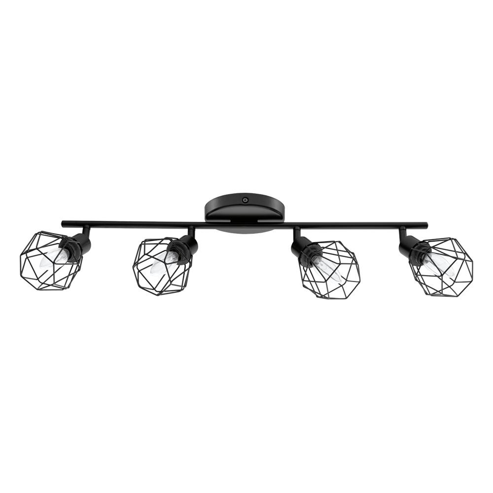 4 LT Fixed Track Light w/ Matte Black Finish & Matte Black Geometric Adjustable Shades