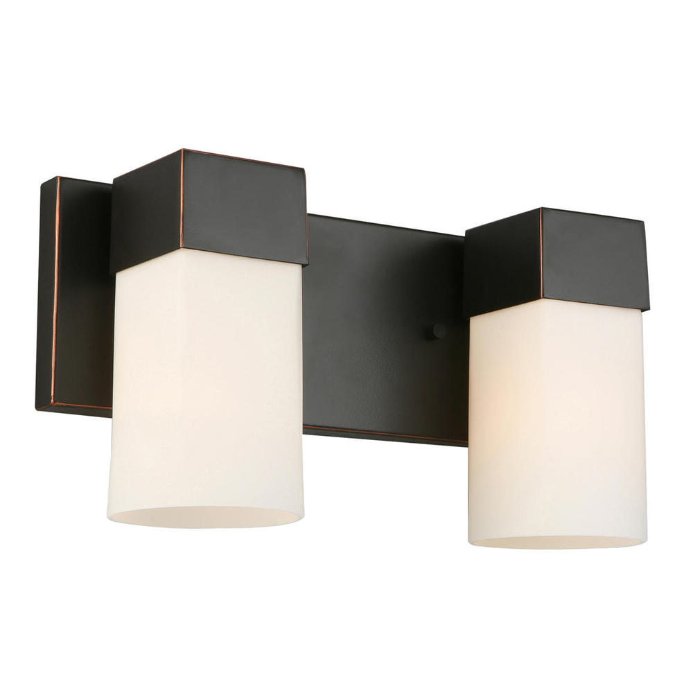 2 LT Bath/Vanity Light w/ Oil Rubbed Bronze Finish & Frosted Glass Shades