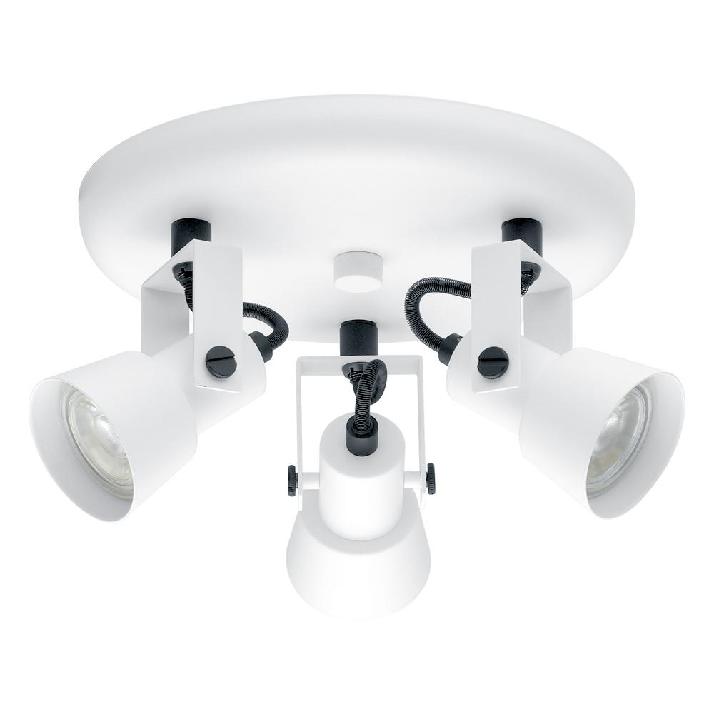 3 LT Circular Ceiling Track Light w/ White & Black Finish w/ White Adjustable Lamp Heads