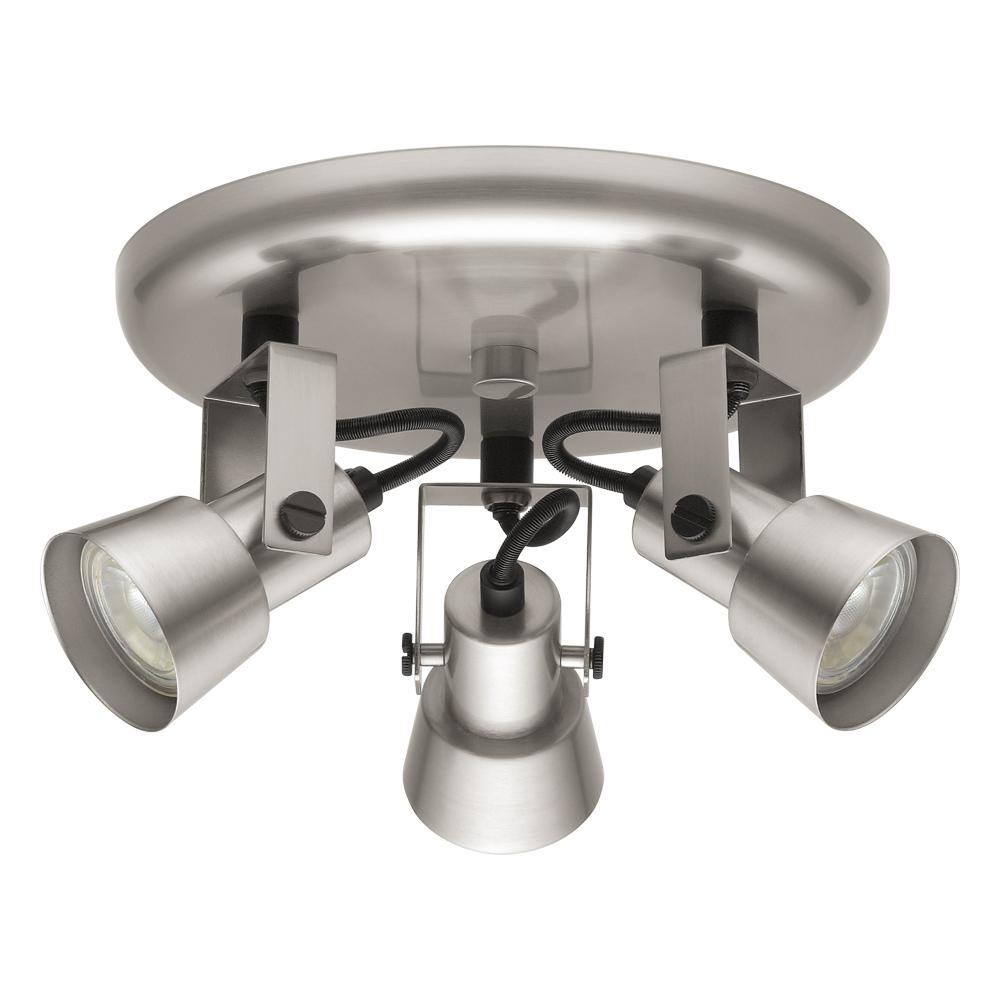 3 LT Circular Ceiling Track Light w/ Matte Nickel Finish w/ Matte Nickel  Adjustable Lamp Heads