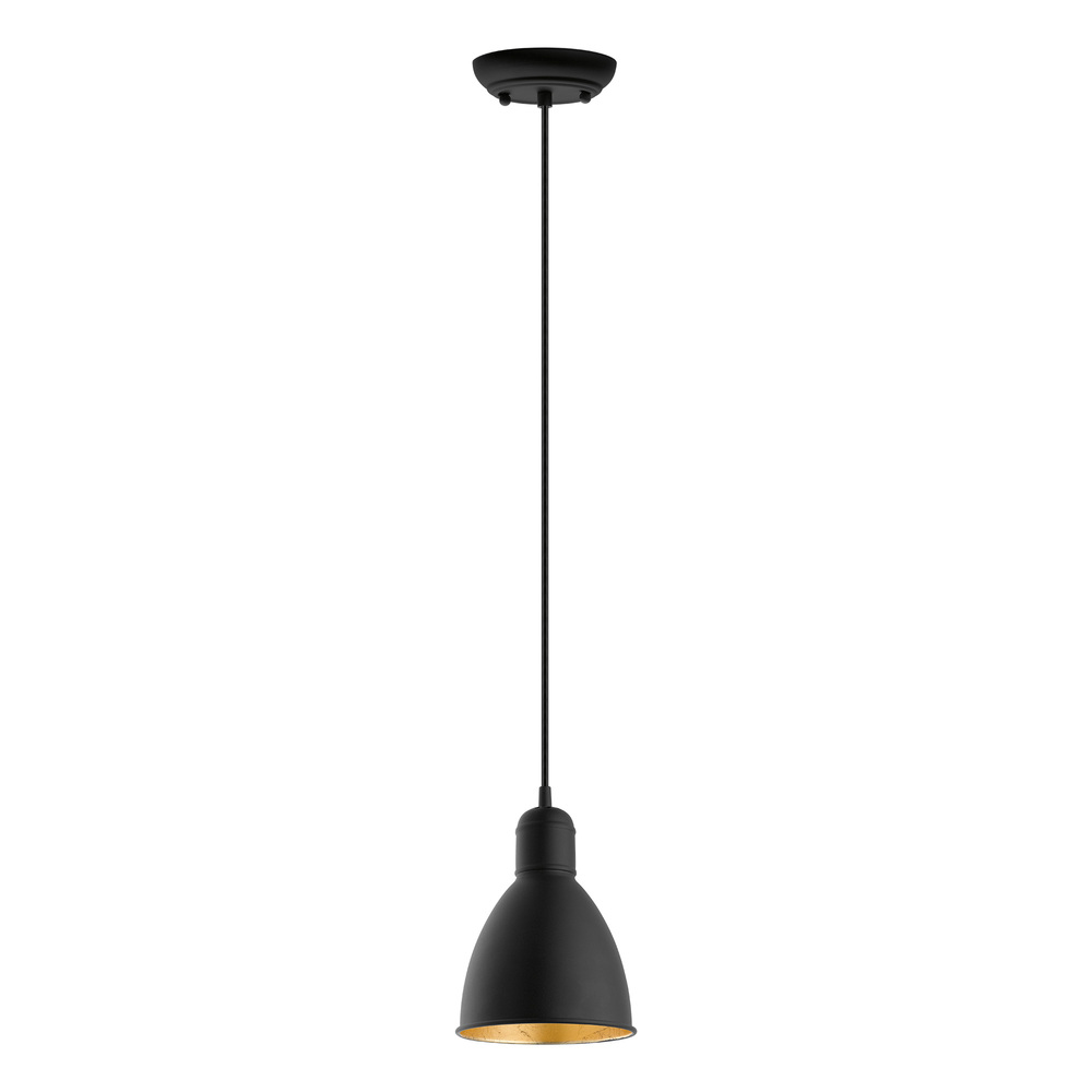 1 LT Mini Pendant w/ Black Finish & Black & Gold Shade