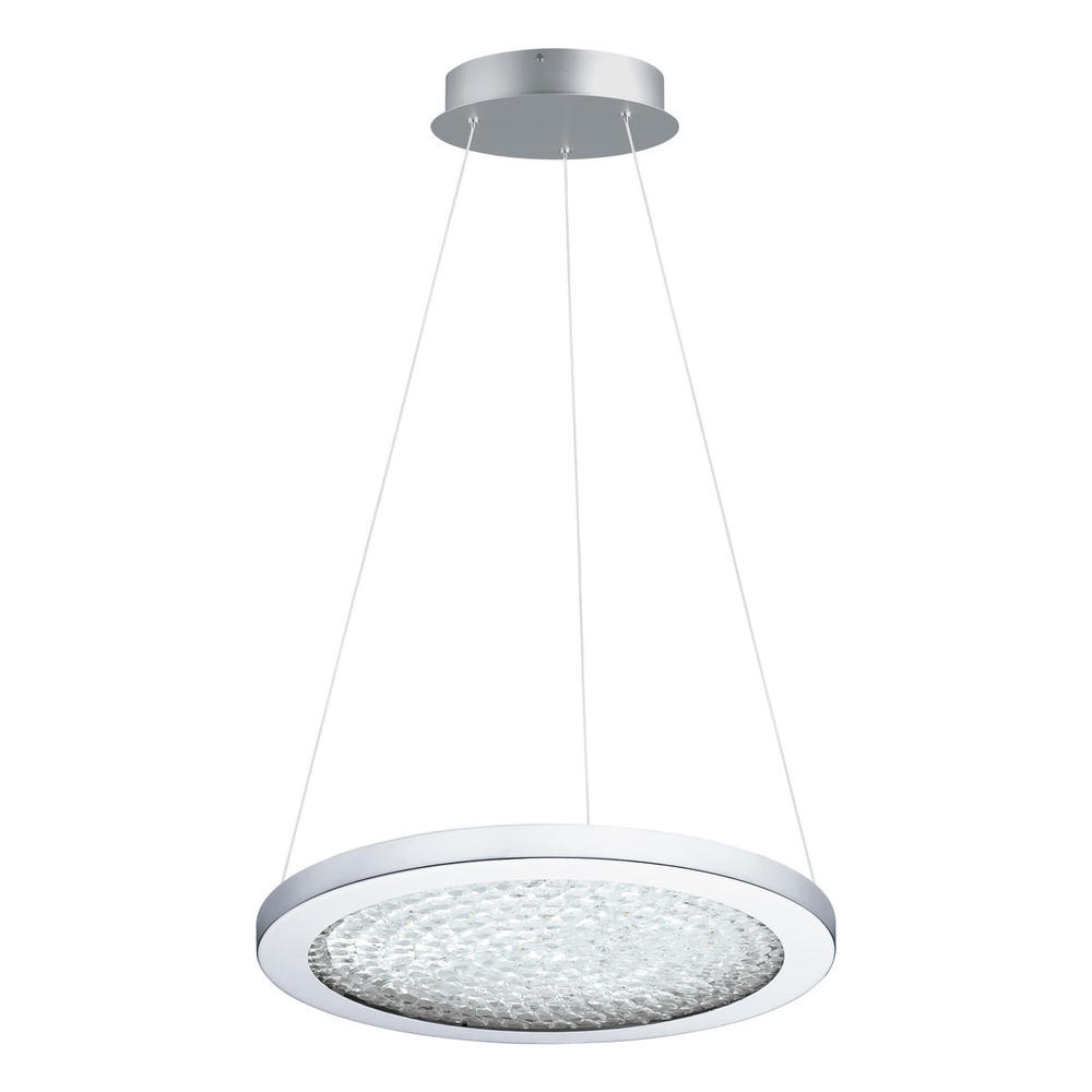 LED Pendant w/ Chrome Finish & Clear Glass Shade w/ Clear Glass Crystal Stones