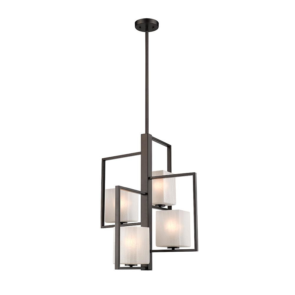 4 LT Pendant w/ Oil Rubbed Bronze Finish & Opal Glass Shades