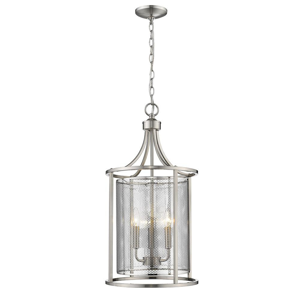 3 LT Pendant w/ Matte Nickel Finish & Metal Cage Shade