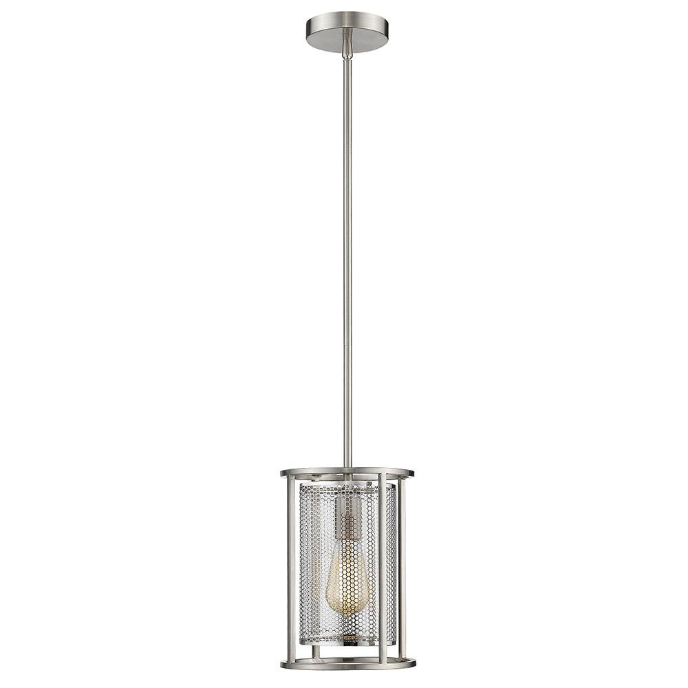 1 LT Mini Pendant w/ Matte Nickel Finish & Metal Cage Shade