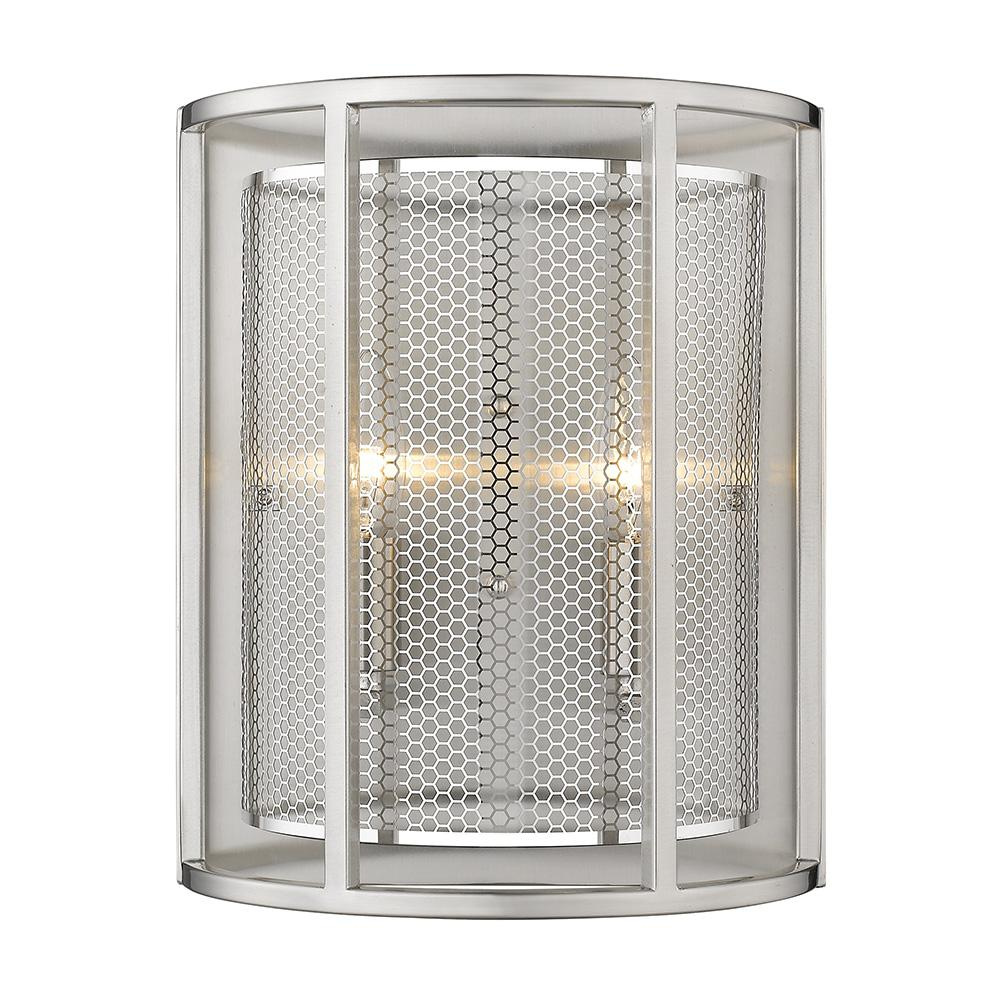 2 LT Wall Light w/ Matte Nickel Finish & Metal Cage Shade