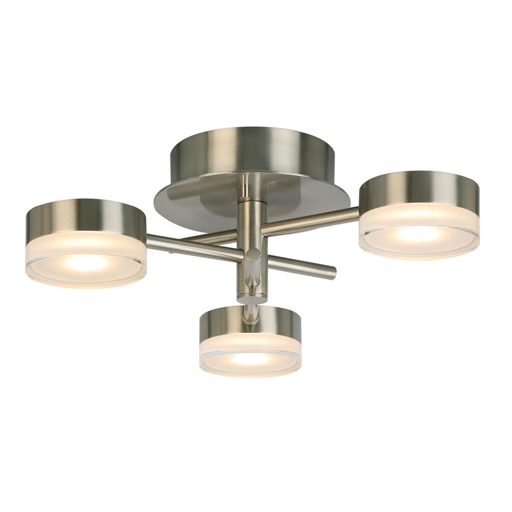 3 LT Integrated LED Ceiling Light w/ Brushed Nickel Finish & Satin Acrylic Shades