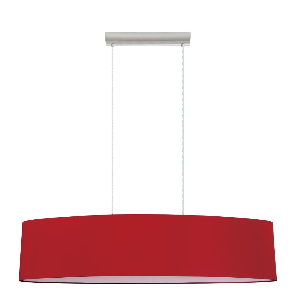 2 LT Pendant w/ Matte Nickel Finish & Marsala Red Oval Fabric Shade