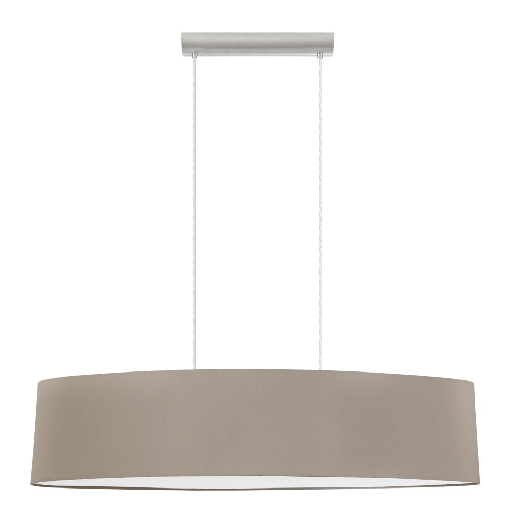 2 LT Pendant w/ Matte Nickel Finish & Taupe Oval Fabric Shade