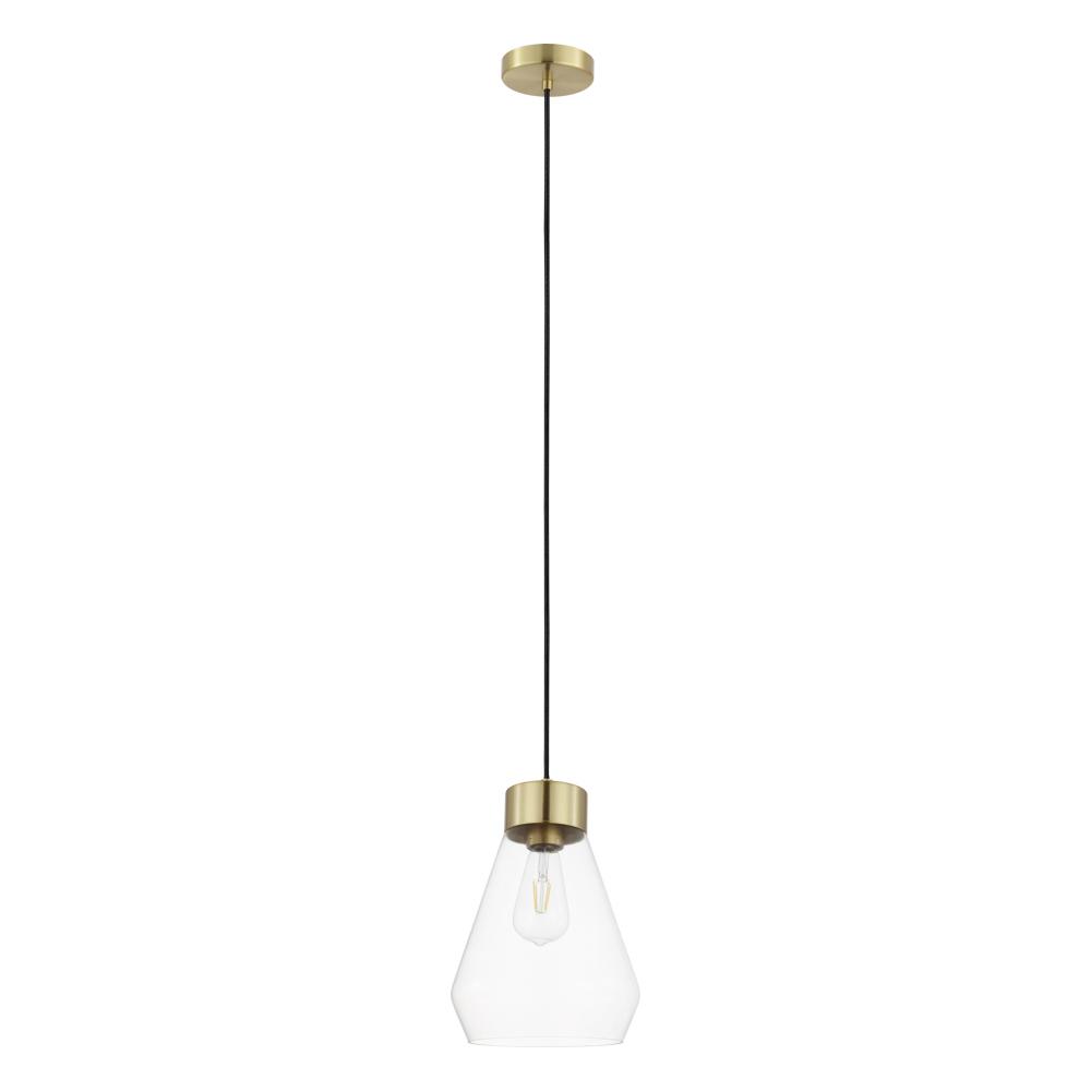 1 LT Pendant w/ Brushed Gold Finish & Clear Glass Shade