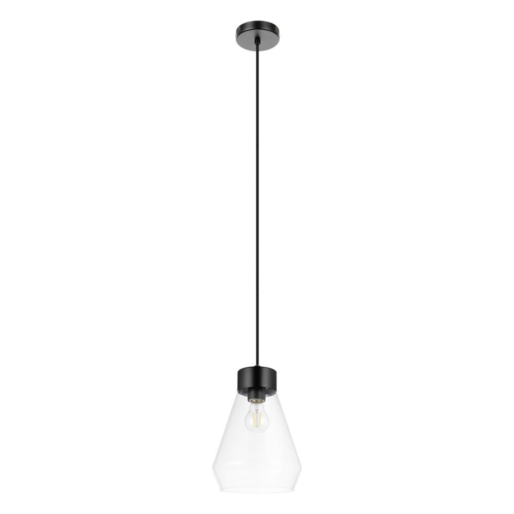 1 LT Pendant w/ Matte Black Finish & Clear Glass Shade