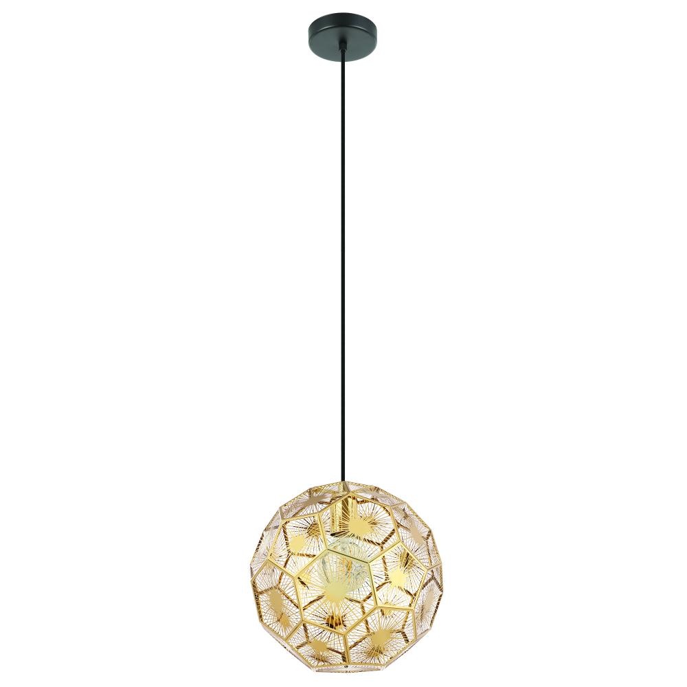 1 LT Pendant w/ Black Finish & Geometric Shaped Brass Colored Shade
