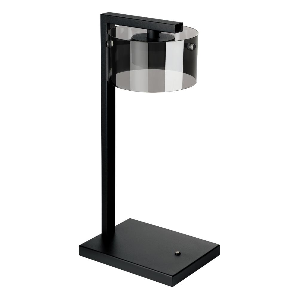 1 LT Integrated LED Table Lamp w/ Black Finish & Vaporized Black Transparent Glass