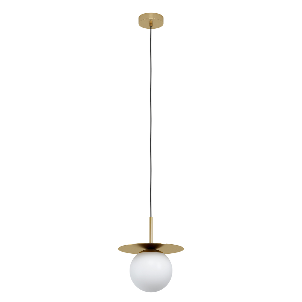 1 LT Mini Penant w/ Brushed Brass Finish & White Opal Glass Shade