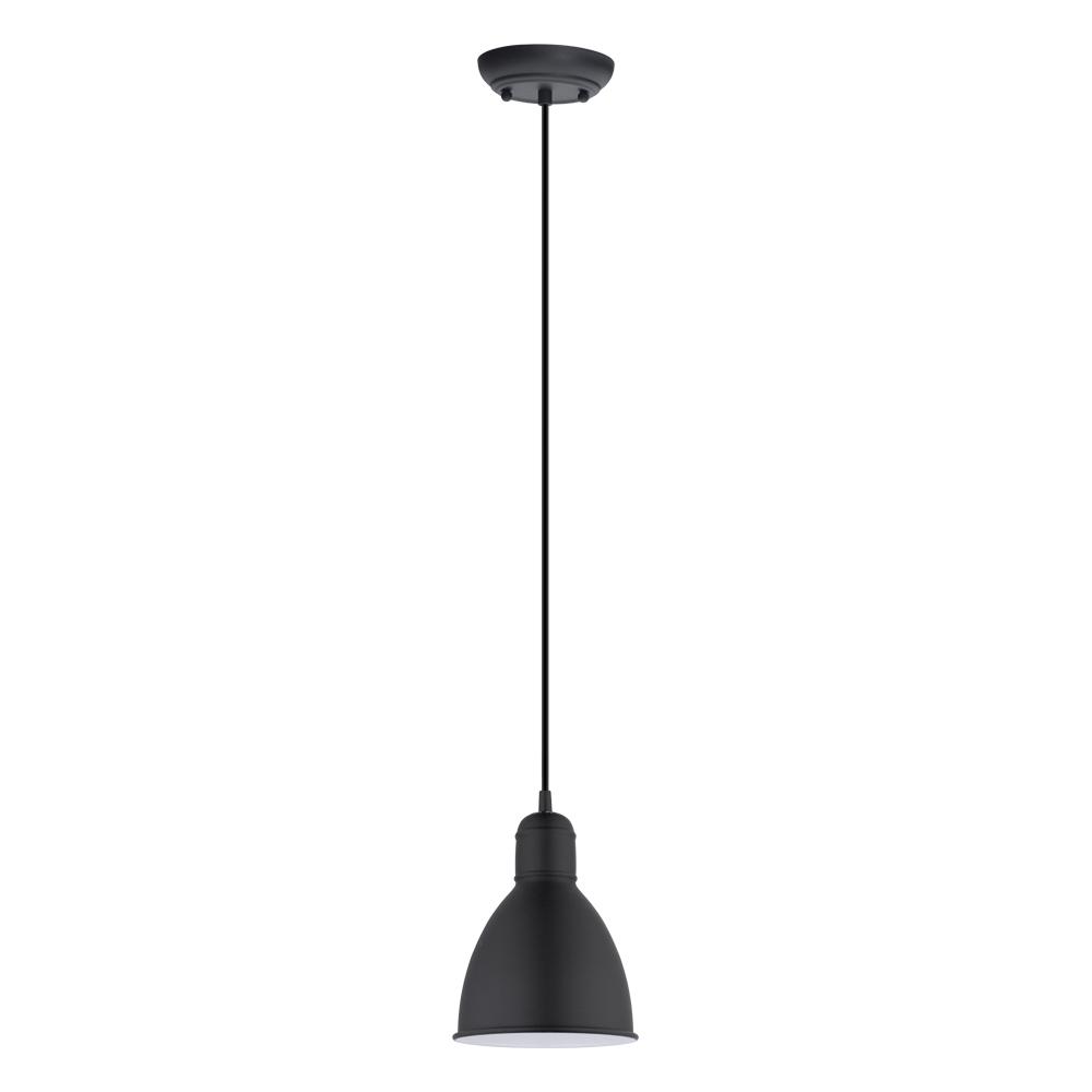 1 LT Mini Pendant w/ Black Finish & Black w/ White Interior Shade