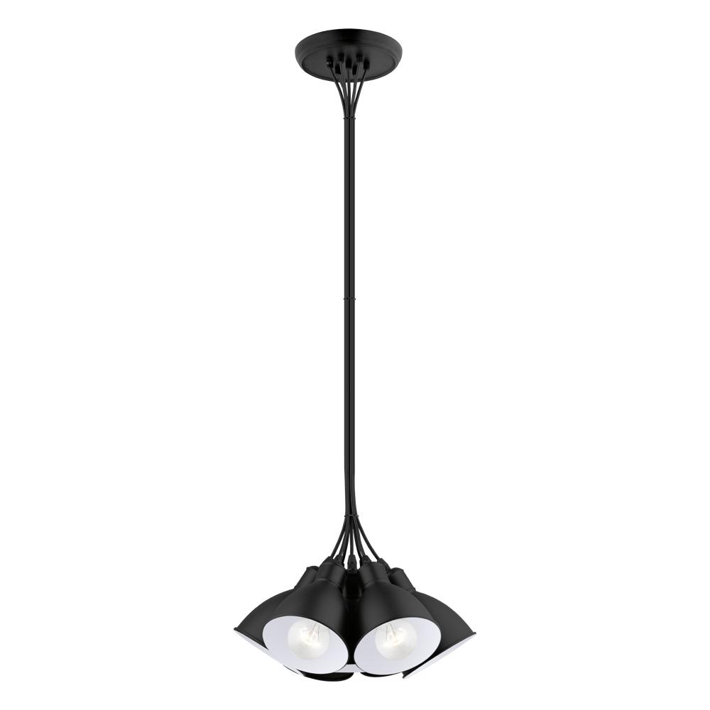 7 LT Cluster Pendant w/ Black Finish & Black w/ White Iteroir Metal Shades
