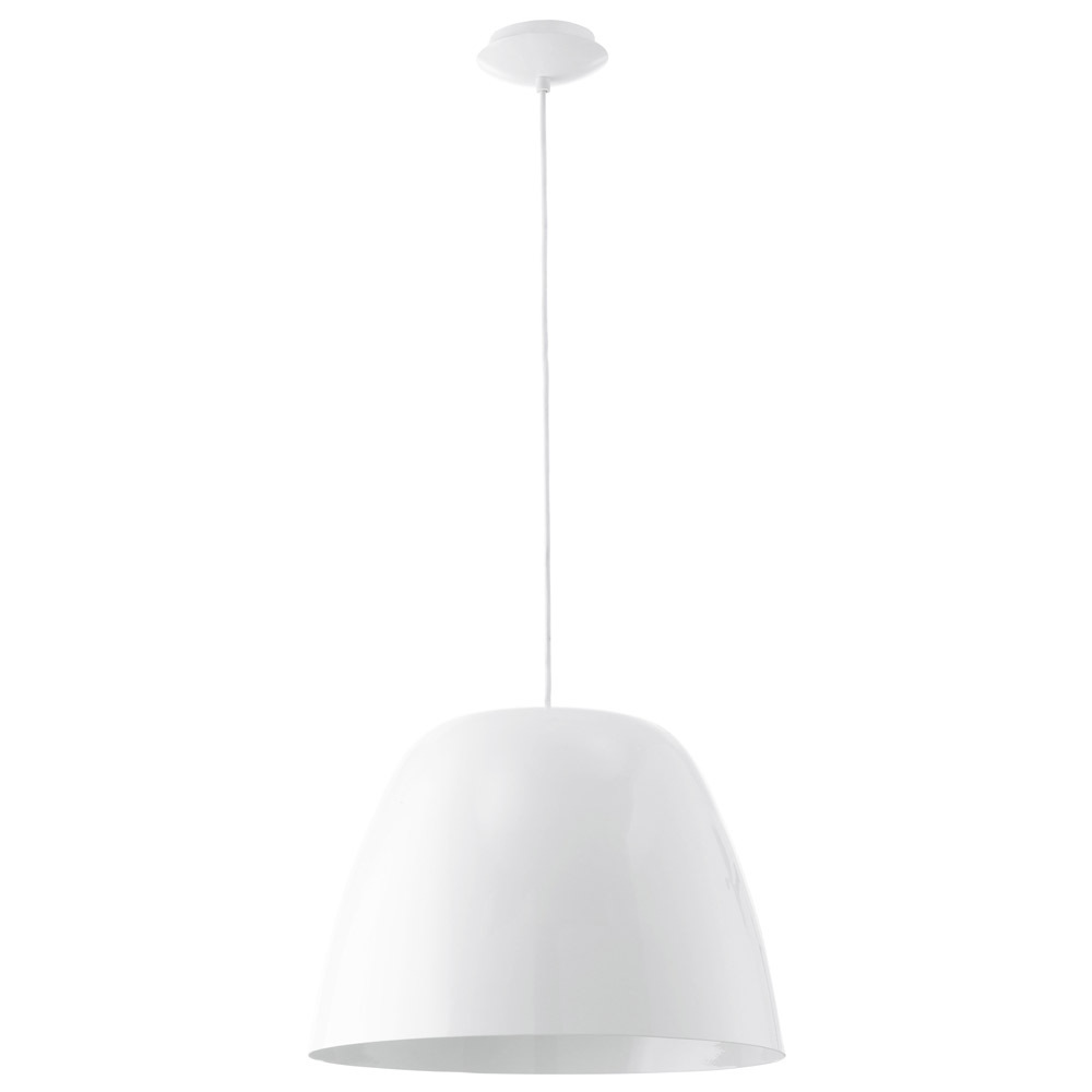 1 LT Pendant w/ White Finish & Glossy White Dome Metal Shade