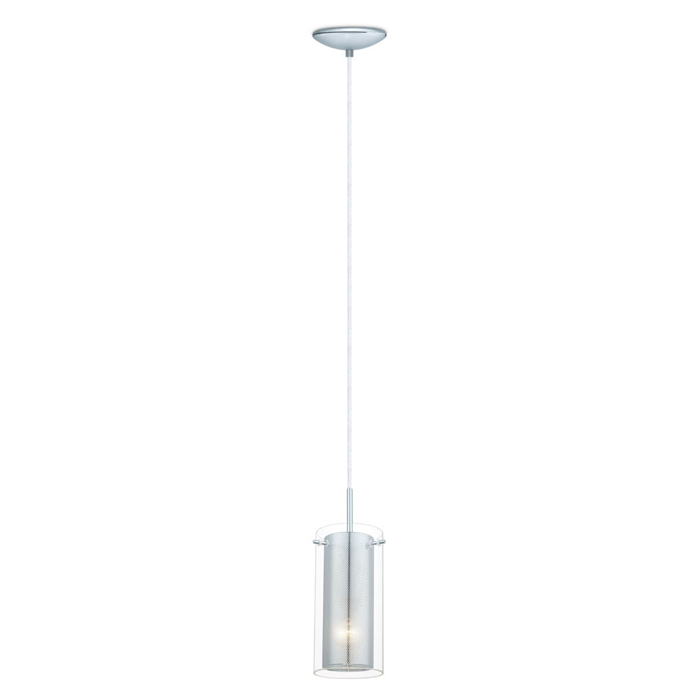 1 LT Mini Pendant w/ Chrome Finish & Chrome Printed & Clear Glass Shade