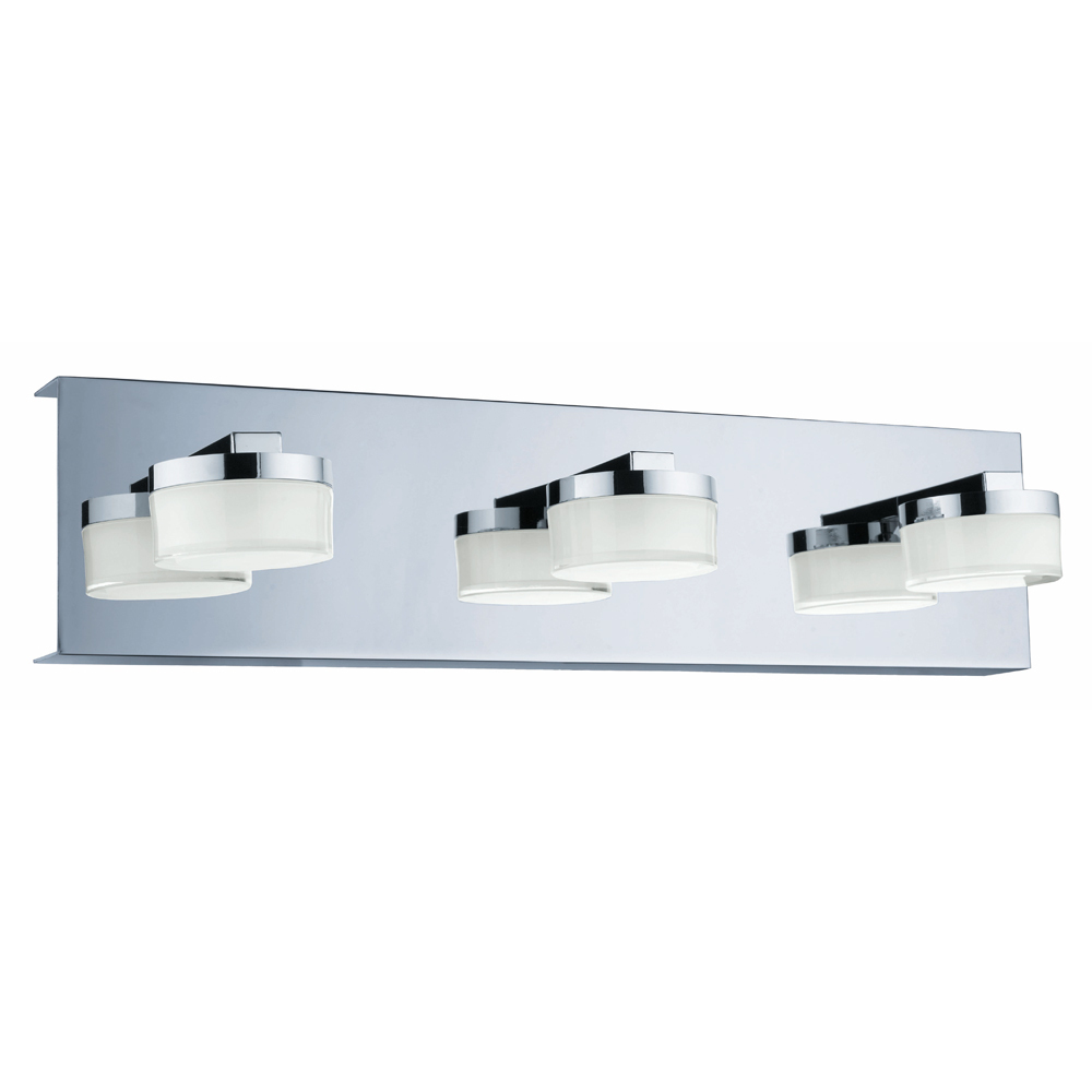 3 LT LED Bath/Vanity Light w/ Chrome Finish & Clear & Satin Acrylic Shades
