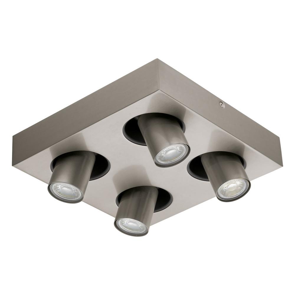 4 LT Square Ceiling Track Light w/ Matte Nickel Finish & Adjustable Lamp Heads