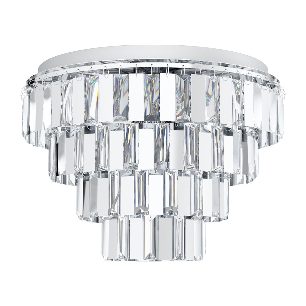 7 LT Four Tier Ceiling Light w/ Chrome Finish & Clear Square Glass Shades