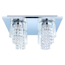Eglo 201153A - 4 LT Ceiling Light w/ Chrome Finish & Clear Glass Shades Surrounding Clear Glass Crystal Strands