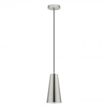 Eglo 201529A - 1 LT Mini Pendant w/ Matte Nickel Finish & Matte Nickel Metal Cone Shaped Shade