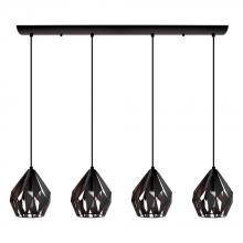 Eglo 202038A - 4 LT Linear Pendant w/ Black Finish & Black & Copper Shade