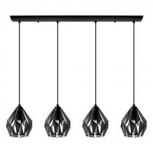 Eglo 202039A - 4 LT Linear Pendant w/ Black Finish & Black & Silver Shade