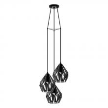 Eglo 202042A - 3 LT Cascade Pendant w/ Black Finish & Black & Silver Shades