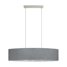 Eglo 202944A - 2 LT Oval Pendant w/ Matte Nickel Finish & Grey w/ Silver Interior Fabric Shade