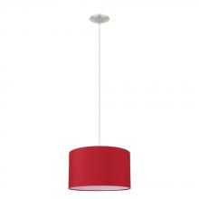 Eglo 204253A - 1 LT Pendant w/ Matte Nickel Finish & Marsala Red Fabric Shade
