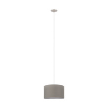 Eglo 204254A - 1 LT Pendant w/ Matte Nickel Finish & Taupe Fabric Shade