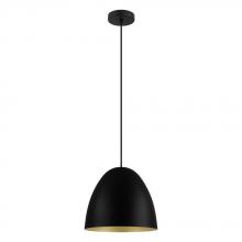 Eglo 204315A - 1 LT Pendant w/ Black Finish & Black & Gold Shade