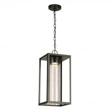 Eglo 204709A - 1 LT Integrated LED Outdoor Pendant w/ Black Finish & Clear Seeded Glass Shade